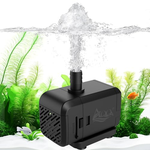 AQQA Submersible Water Pumps, 3500L/h Adjustable Flow Pond Pump, Ultra Quiet Water Feature Pump with Side/Bottom Suction, 3.3m High Lift Fountains Pump for Hydroponics, Small Pond, Aquariums