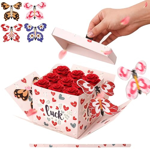 Scatola A Farfalla Volante - Giocattolo A Molla, Regalo A Per Scherzo | Cubo Di Compleanno A Farfalla Esplosiva, Scatola A Forma Di Insetto Magico Svolazzante, Regalo Animato Per Feste, Event