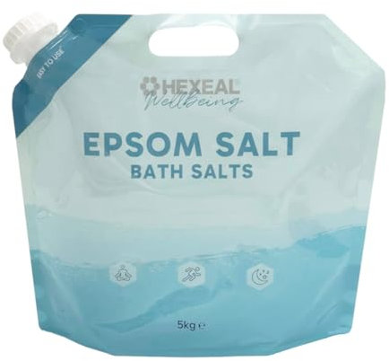 Hexeal Epsom Salt 5kg – 5kg Pouch of Magnesium Sulphate for Bathing - Dissolves Easily in Warm Water – Resealable Pouch for Everyday Use