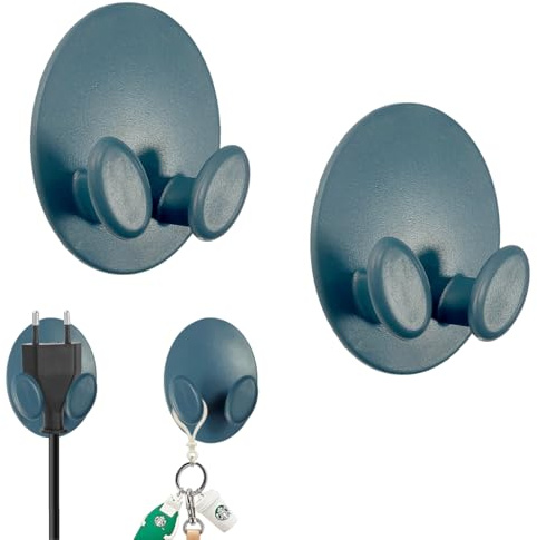 Ruayia Lot de 2 porte-serviettes sans perçage - En acier inoxydable - Pour salle de bain et cuisine - De qualité supérieure - Bleu