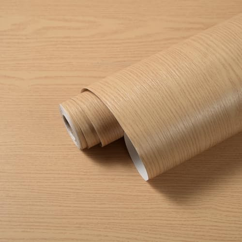 proprodiudiu Natural Oak Contact Paper Peel and Stick,Waterproof Wood Contact Paper Easy to Clean,Wood Grain Wallpaper for Furniture,Countertop,Cabinet