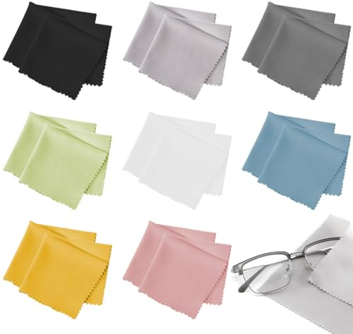 HABNI Pulisci Occhiali Da Vista 16 Pezzi Nero Grigio Chiaro Grigio Scuro Blu Giallo Bianco Verde Rosa 2 Ciascuno Lunghezza 13Cm Larghezza 13Cm Microfibra Lenti Tablet Telefoni