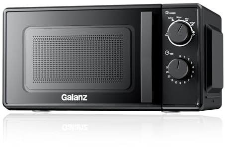 Galanz Solo-Mikrowelle 20L P70T20L-VB, 700W Mikrowelle mit 6 Leistungsstufen, 0 bis 30 Minuten-Timer, einfache Reinigung mit Glasdrehplatte,Schwarz