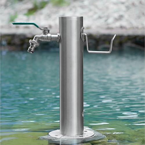 XFLSDHGD Stainless Steel Garden Water Column with Freestanding Hose Hanger Stand Freeze Proof Outdoor Yard Hydrant Fountain