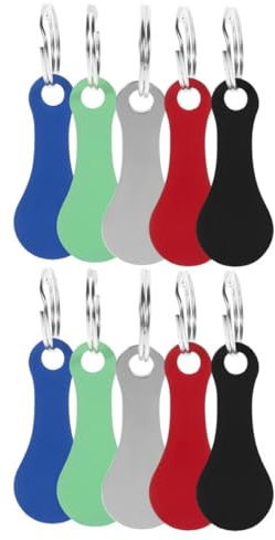 Housoutil 10pcs Stainless Steel Shopping Trolley Coin Keyring Set, Portable Quarter Holder Keychain for Grocery Cart Release, Multi-color Rings for Shopping