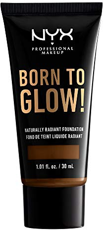NYX PROFESSIONAL MAKEUP Born To Glow Naturally Radiant Foundation, mittlere Abdeckung, Walnuss