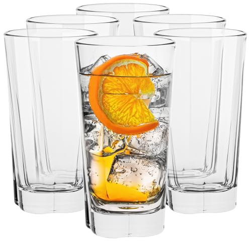 TREND FOR HOME - Vaso de agua larga para bebidas, 300 ml, 6 unidades | Vaso Cóctel Highball Vasos de Jugo y Soda Grand Tumbler | Seguridad para Lavavajillas | Colección Elin