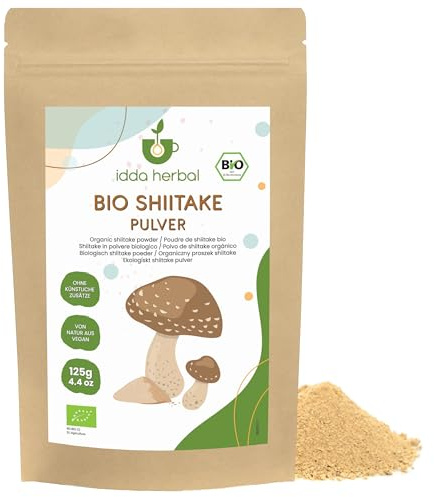 IDDA Herbal Shiitake BIO en Poudre 125g, Champignon Shiitake Séchés Moulus pour la Cuisine