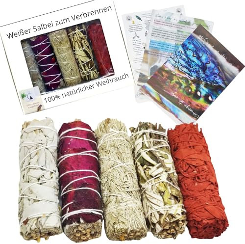 SamayZen - Kit Weißer Salbei zum Verbrennen - Sinuata - Salbei Blütenblätter - Heiliger und Blauer Yerba - Natürlicher Räucherstäbchen zum Räuchern - Ritual Energy Cleaning