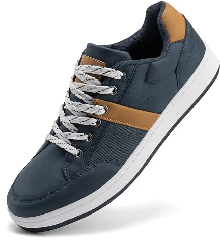 LANGDU Sneakers Herr Casual skor Vandringsskor Lättviktig Andningsbar Sneaker Matt 41-46EU (Numeric_43,DK.Blå 10)