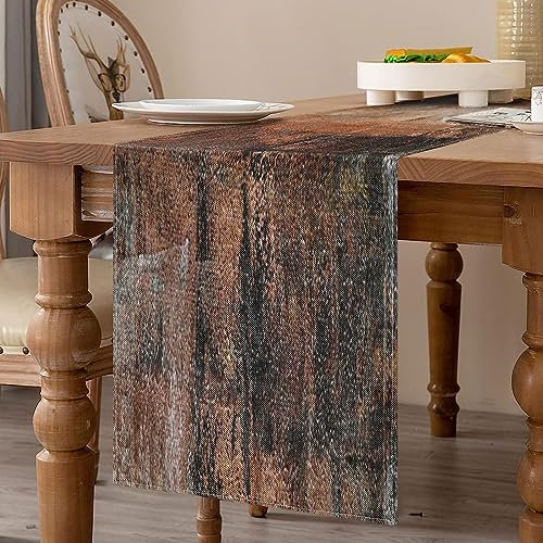 Runner Tavola Autunno Moderno 33 x 183 cm Runner da Tavola Lino Decorazione Natalizia Invernale Marrone Dipinto Fine Tavolo Stagionale Decorazione Tavolo da Cucina Decorazioni per Feste Interni