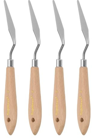 sourcing map 4pcs 9# Painting Palette Knife Pointy Stainless Steel Art Spatula Painting Pallet Knives Scrapers Tools with Plastic Handle for Acrylic Oil Canvas Mixing Spreading