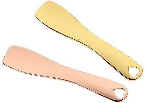 FRCOLOR 2 Pz Cucchiaio Di Crema Paletta Per Il Trucco Spatola Cosmetica Curva Mini Cucchiaio Spatola Per Crema Viso Cucchiaio Per Il Trucco Mini Palette Facciali Mini Cosmetici Golden