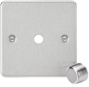 Knightsbridge 1G Dimmer Plate with Matching Metal Dimmer Cap - Brushed Chrome