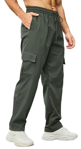 Pantalón chino cargo para hombre, casual, con cordón elástico en la cintura, jogger, sudadera, M-4XL, verde, XL