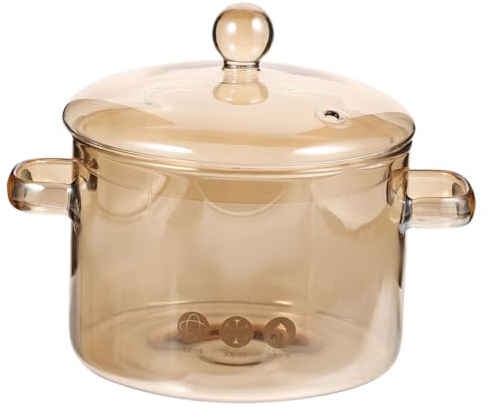 SHINEOFI High Borosilicate Glass Stew Pot with Handles and Lid for Home Cooking Slow Heat Storage Transparent Soup and Noodle Pot Suitable for Induction Hob and Everyday Use