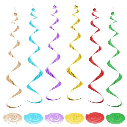 18 Espirales Colgantes Grlande Serpentinas Decoraciones, Decoración Carnaval, Serpentinas Fiesta, Espirales Decorativas para Colgar del Techo, Ideales para Bodas, Cumpleaños, Navidad