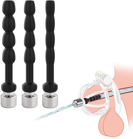 Tabuy Chastity Device Cock Cage Accessories,Silicone Male Urethral Tube Hollow Urethral Sound Catheter Plug,Multi Beads Penis Plug Male Urethral Stimulation Mens Sex Toys (Beginner 3 Pcs)