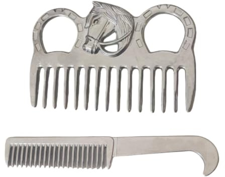 Anti Static Horse Mane Comb Set, Lightweight Aluminum Alloy Grooming Combs for Daily Stable Care, Outdoor Training and Horse Show Prep Mane Care Comb Equestrian Combs Barn Grooming Supplies Trailer