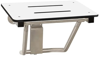 Seachrome Lift-Assist Shower Seat, Yoke-Style Bench, Wall Mount, 24 x 15, Solid White Phenolic