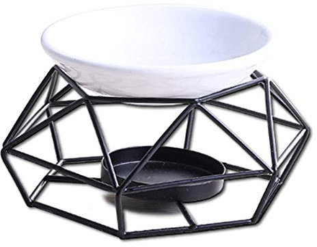 Gfullov, Keramischer Teelichthalter, Brenner für ätherische Öle, Kerzenaromadiffusor, für Spa, Yoga, Meditation, 11,9 x 11,9 x 7,1 cm, Schwarz