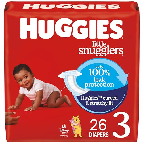 Huggies Size 3 Diapers, Little Snugglers Baby Diapers, Size 3 (16-28 lbs), 26 Count, Packaging May Vary