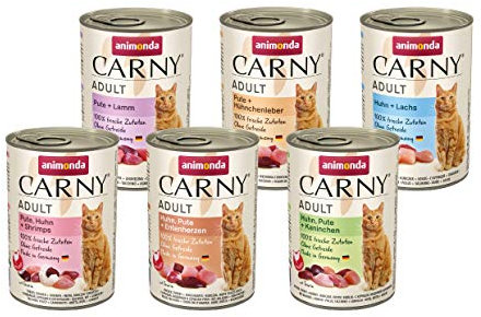 animonda Carny Adult Geflügel Variation (6 x 400 g), Katzennassfutter für ausgewachsene Katzen, Nassfutter mit 100 % frischen, fleischlichen Zutaten, Katzenfutter ohne Getreide und Zucker
