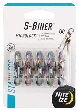 Nite Ize S-Biner MicroLock Stainless Steel - Durable Key Holder Carabiner Clip - S-Biner with Locking Gates - Durable & Strong Mini Carabiners for Keychain Accessories - Spectrum (5 Pack)