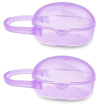 AKOAK Pacifier Box, Travel Universal Pacifier Box with Handle, is Very Useful for Mothers - A Great BPA-Free Tool for Storing Pacifiers, Pack of 2 (Purple)
