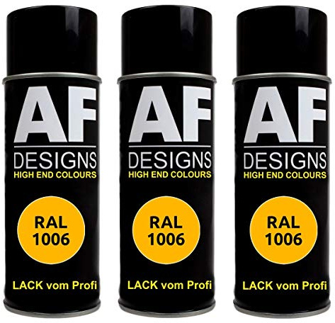 Alex Flittner Designs 3X Ral Pintura en Espray Pintura Coche Laca Colorida Lata de Aerosol RAL1006 Amarillo Maíz Mate