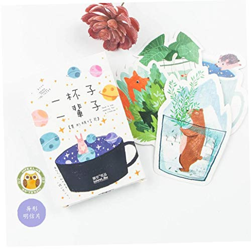 30 Pcs/Set Kawaii Carte De Voeux Cartes Postales Anniversaire Notecards Coupe Forme Animale Cartes Postales Vierge Bénédiction Cartes Carte De Message Avec La Boîte