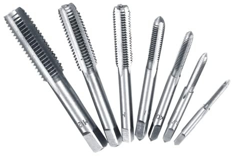 7 Stück Gewindeschneider Set, M3 M4 M5 M6 M8 M10 M12 Schraubgewindebohrer Werkzeug Set, Gewindebohrer Set für Feingewinde