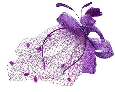 Fascinator Hut Feder Haarschmuck mit Schleife Damenhut Elegant Brautschleier Hochzeit Haarreif Vintage Haarsband Schleier Bankett Mesh Hut Fasching Kopfschmuck Karneval Stirnband für Party Cocktail