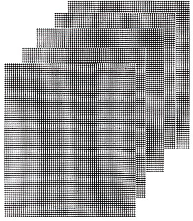 ECOOPTS BBQ Grill Mesh Mat Set 5 PCS Non Stick Grilling Mesh Reusable Heat Resistant BBQ Grill Mats for Grilling Meat,Veggies, Cooking, Baking-40x33cm (5)
