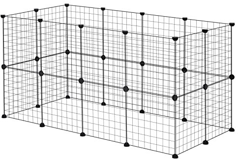 EUGAD Freigehege für Kaninchen 72cm hoch Indoor, Freilaufgehege Kaninchen draußen, Meerschweinchen gehege innen, Kleintiergehege Metallgitter, Gehege für Kleintiere DIY, Welpenauslauf 142x72x72cm XXL