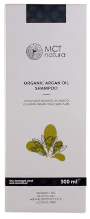 MCT natural | Arganöl Shampoo 300ml | Naturreines Produkt | Bio | Für trockenes, geschädigtes, gefärbtes und normales Haar |