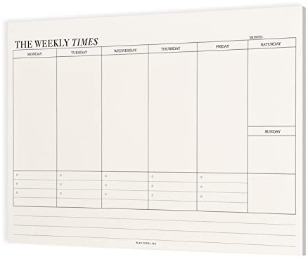 Planner Settimanale, Planning da Tavolo, 60 Flogi a Strappo 24,5 x 17,5 cm, Weekly Planner Agenda Appuntamenti Organizer, To Do List Scrivania Pianificazione per la Casa Dell'ufficio Scolastico (A)