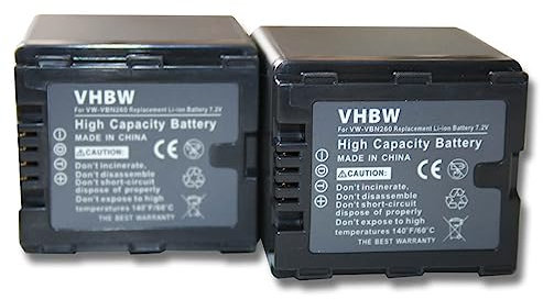 vhbw 2x batteria sostituisce Panasonic VW-VBN130E, VW-VBN130 per videocamera camcorder (2200mAh, 7,2V, Li-Ion) con infochip