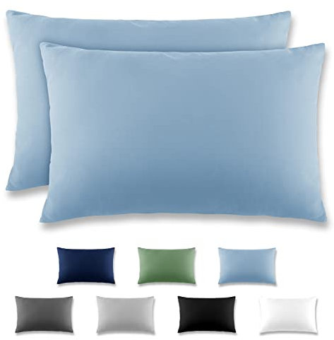 REDKEY Kissenbezug 50x80 cm - 2er Set Kopfkissenbezug - Mikrofaser Kissenhülle für Kissen, Kopfkissenbezüge mit Laschenvershluss, 50 x 80 Pillow Case - Hellblau