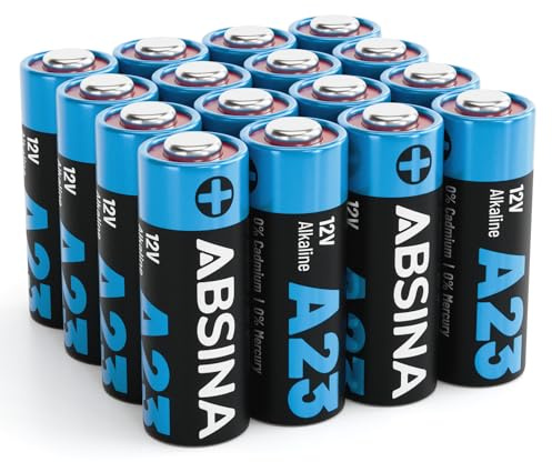 ABSINA 16x Batteria 23A 12V per Apriporta Garage e molto altro - Batterie 23A 12V a prova di perdite e di lunga durata - Pile 23A 12V, Batteria 12V 23A, pile A23, A23 batteria