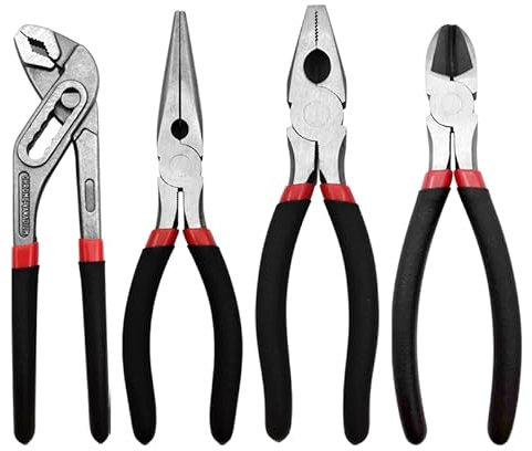 4 Pack 8 Multi Tool Zangen Set, Cr-V Kombinationszange, einschließlich Rillenzange, Seitenschneider, Nadelzange, Leitungszange für einfache Reparaturen