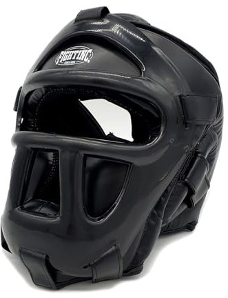 Fightinc. Kopfschutz Face Shield Krav MAGA SV Helm mit Gitter für Selbstverteidigung Gesichtsschutz Boxhelm Nasenschutz Sparring Männer Frauen (schwarz, L/XL)