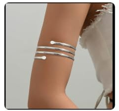 Cubahop Upper Arm Cuff Hollow Multi-layer Crossing Arm Braccialetto Regolabile Apertura Braccio Fascia Minimalista Stile Bracciali Catena Del Corpo per le Donne (Argento)