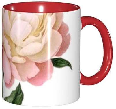 VAGILO Bunte Keramiktasse mit Pfingstrose, 325 ml, Geschenkbox-Set – Premium-Tasse für Kaffeeliebhaber und Bürogeschenke, Teetasse, Vatertagsgeschenk, Geschenk für Ihn, Bürobedarf