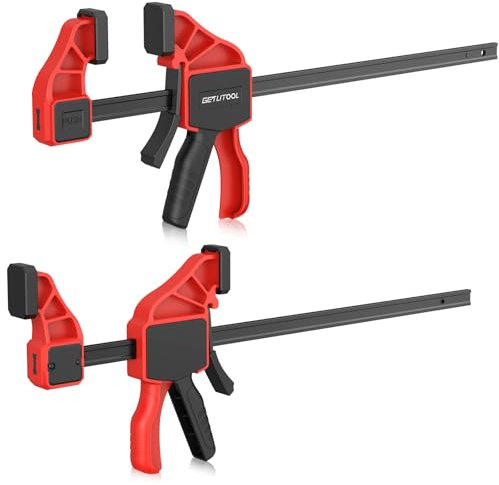 GETLITOOL 2pcs Abrazaderas de Barra de Carpintero de 12 Pulgadas 75kg 31cm Sargentos de Barra 2 en 1 F-Bar Para Carpintería con Riel de Acero Al Carbono