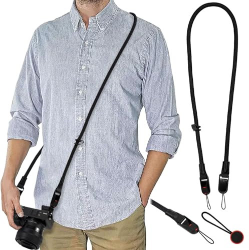 Zouwel Correa para cámara, correa de cámara con sistema de liberación rápida, correa de nailon para el hombro y el cuello para cámara réflex digital réflex digital sin espejo (negro), Negro, all