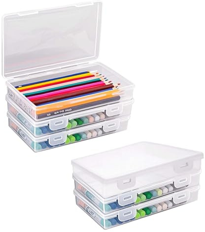 ZHYUAN 6 pièces Trousse à Crayons en Plastique,Boîte de Rangement en Plastique,Boite a Crayon en Plastique,boîte à crayons empilable,Boite Stylo Empilable,Boîtes à Crayons Translucides