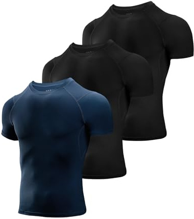 Niksa 2-pack kortärmad sport t-shirts män, kompressionskläder löpning tröjor baslager topp, fitness atletisk träning träning gym kläder för män Workout Workout Gym Clothing for Men