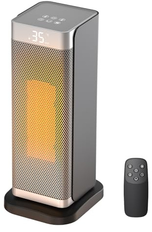 Calefactor Termoventilador de Baño 2000W, Compacto Calefactor Eléctrico de Bajo Consumo, Mando a Distancia y Pantalla LED, 70°Oscilación, 3 Modos & ECO, Apto Interior