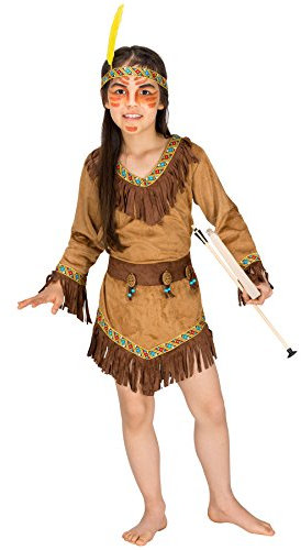 tectake dressforfun Mädchen Kostüm Indianerin | Wunderschönes Indianerkleid inkl. Gürtel und stylischem Haarband (5-7 Jahre | Nr. 300525)